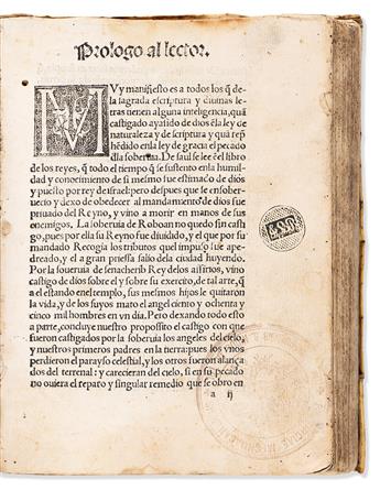 (MEXICAN IMPRINT--1555.) Molina, Alonso de. Aquí comiença un vocabulario en la lengua Castellana y Mexicana.